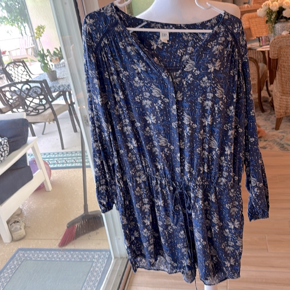 GAP Blue Long Sleeve Bishop Sundress